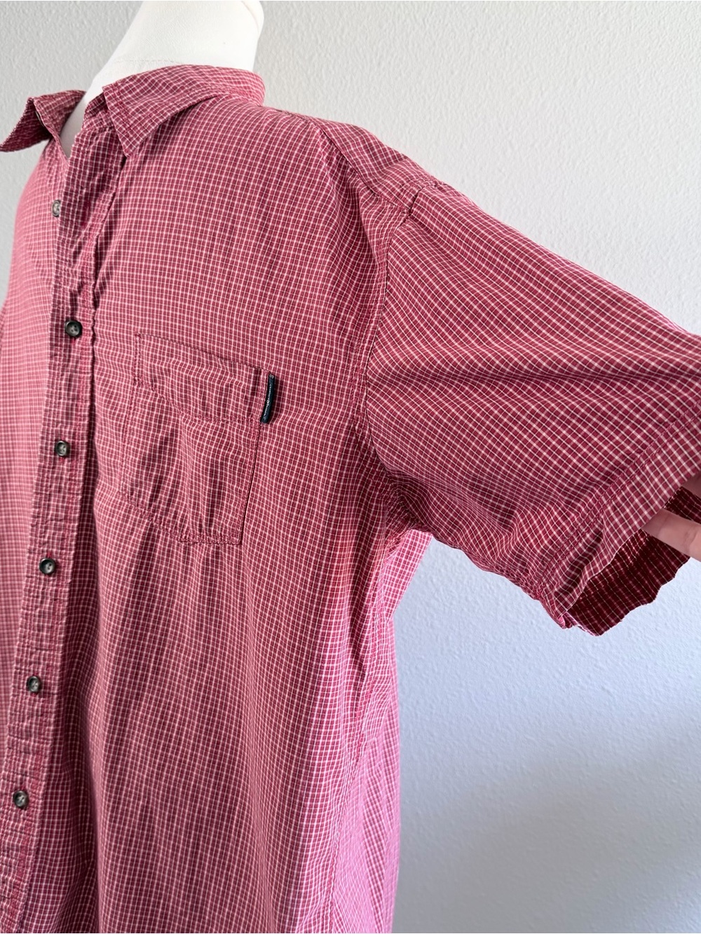 Vintage Y2K‎ Eddie Bauer Men Short Sleeve Button Down Shirt Red Plaid Size Large - Picture 2 of 7